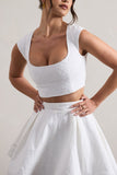 Estela White Lace Square-Neck Crop Top