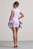 Genevieve Lilac Plunge-Neck Mini Dress With Layered Hem