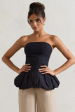 Roll With It Black Bandeau Ruffle Top
