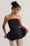 Roll With It Black Bandeau Ruffle Top