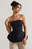 Roll With It Black Bandeau Ruffle Top