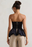 Roll With It Black Bandeau Ruffle Top