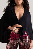 Scorpio Black Wrap Crop Top With Cape