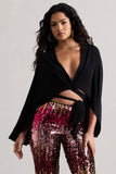 Scorpio Black Wrap Crop Top With Cape