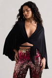 Scorpio Black Wrap Crop Top With Cape