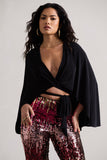 Scorpio Black Wrap Crop Top With Cape