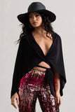 Scorpio Black Wrap Crop Top With Cape