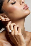 Sabri Pink Statement Gold Ring
