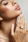 Sabri Pink Statement Gold Ring