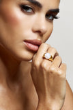 Sabri Pink Statement Gold Ring