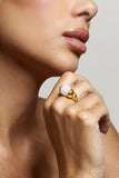Sabri Pink Statement Gold Ring