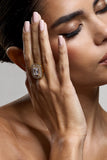 Tiara Gold Square Diamante Ring
