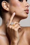 Tiara Gold Square Diamante Ring