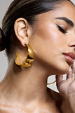 Splendor Gold Textured Chunky Hoop Earrings