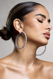 Kassandra Silver Diamante Hoop Earrings
