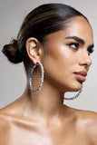 Kassandra Silver Diamante Hoop Earrings