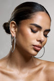 Phaedra Silver Diamante Hoop Earrings