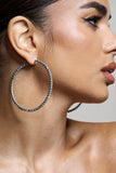 Phaedra Silver Diamante Hoop Earrings