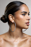 Zaida Silver Diamante Hoop Earrings