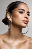 Zaida Silver Diamante Hoop Earrings