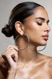 Zaida Silver Diamante Hoop Earrings