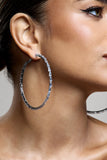 Zaida Silver Diamante Hoop Earrings