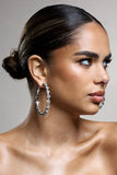 Isobel Silver Diamante Hoop Earrings