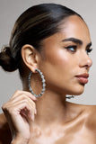 Isobel Silver Diamante Hoop Earrings