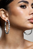 Isobel Silver Diamante Hoop Earrings