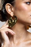 Journey Gold Textured Abstract Disc Earrings