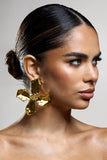 Zinna Gold Flower Statement Earrings