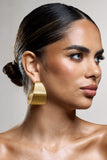 Mercury Gold Ribbed Chunky Hoop Earrings
