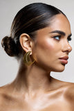 Nura Gold Diamante Ribbed Statement Earrings