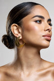 Nura Gold Diamante Ribbed Statement Earrings