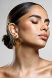 Nura Gold Diamante Ribbed Statement Earrings