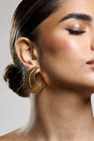 Nura Gold Diamante Ribbed Statement Earrings