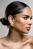 Katya Gold Abstract Ribbed Statement Earrings