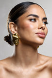 Katya Gold Abstract Ribbed Statement Earrings