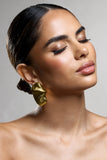 Katya Gold Abstract Ribbed Statement Earrings