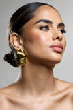 Katya Gold Abstract Ribbed Statement Earrings