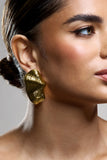 Katya Gold Abstract Ribbed Statement Earrings