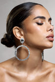 To Present Silver Diamante Drop Hoop Earrings
