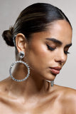 To Present Silver Diamante Drop Hoop Earrings