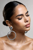To Present Silver Diamante Drop Hoop Earrings
