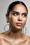 To Present Silver Diamante Drop Hoop Earrings