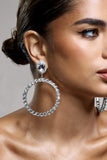 To Present Silver Diamante Drop Hoop Earrings