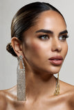 Glister Gold Diamante Statement Tassel Earrings