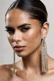 Glister Gold Diamante Statement Tassel Earrings