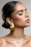 Babylon Brushed Gold Chunky Statement Hoop Earrings