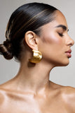 Babylon Brushed Gold Chunky Statement Hoop Earrings